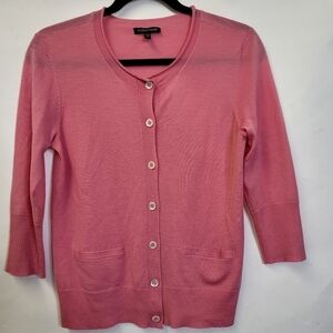 Eileen Fisher fine knit Wool button down cardigan/ top